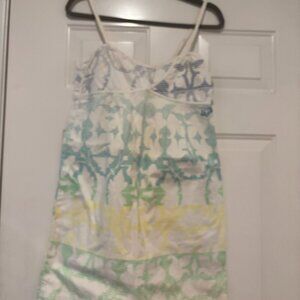Womens Roxy size M sundress white with blue and green preloved #128